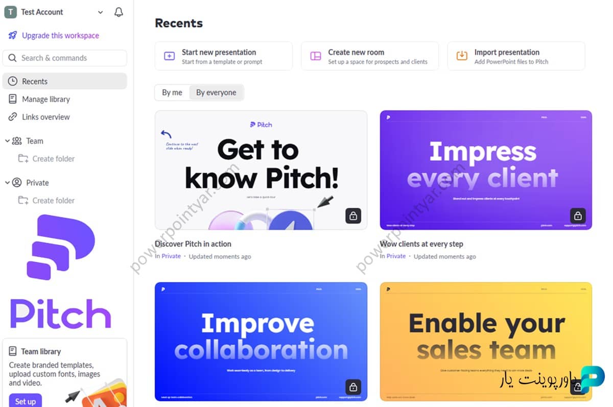 سایت ساخت پاورپوینت با هوش مصنوعی Pitch